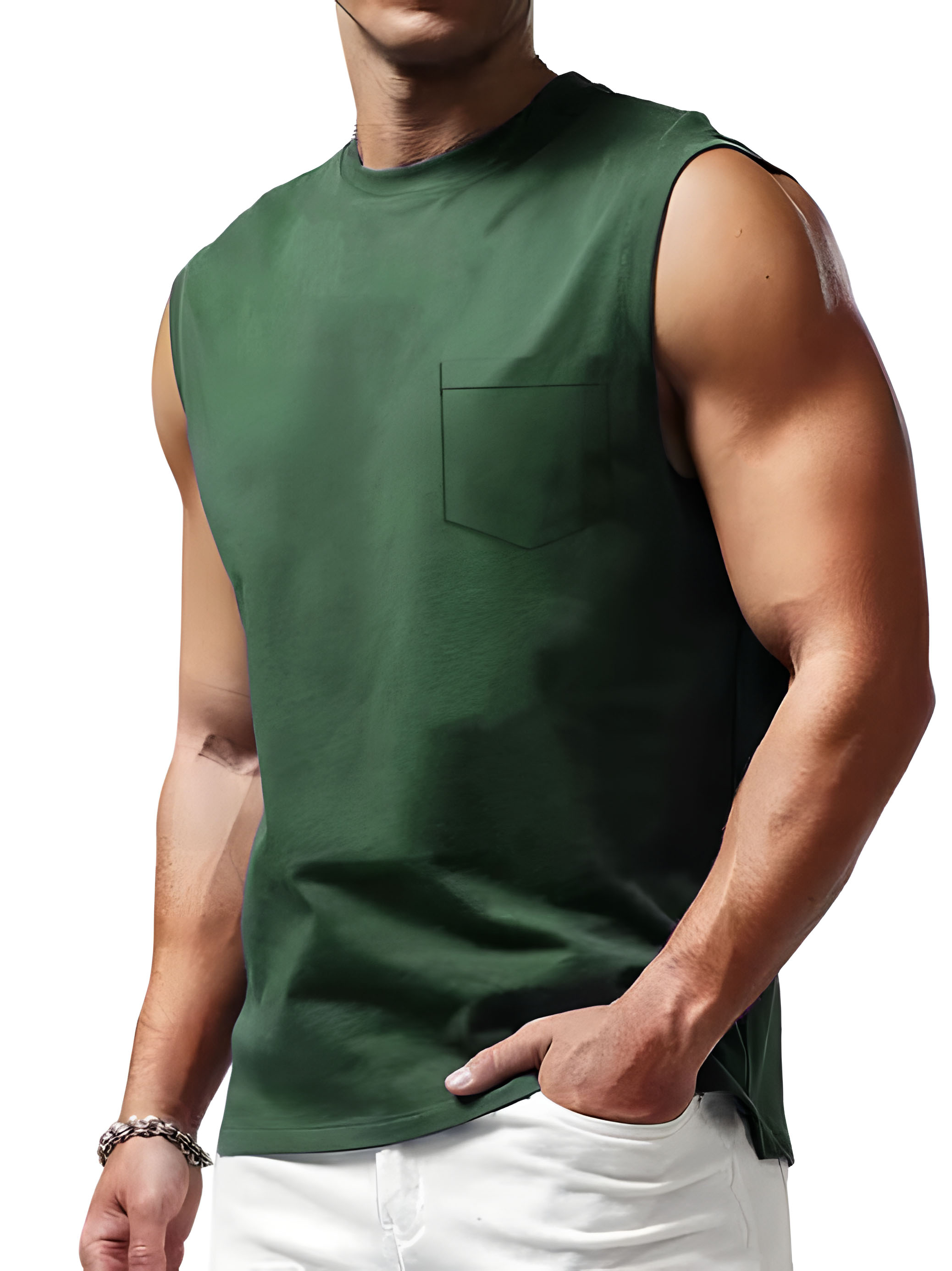 Men's Sports Comfortable Simple Pocket Sleeveless T-Shirt