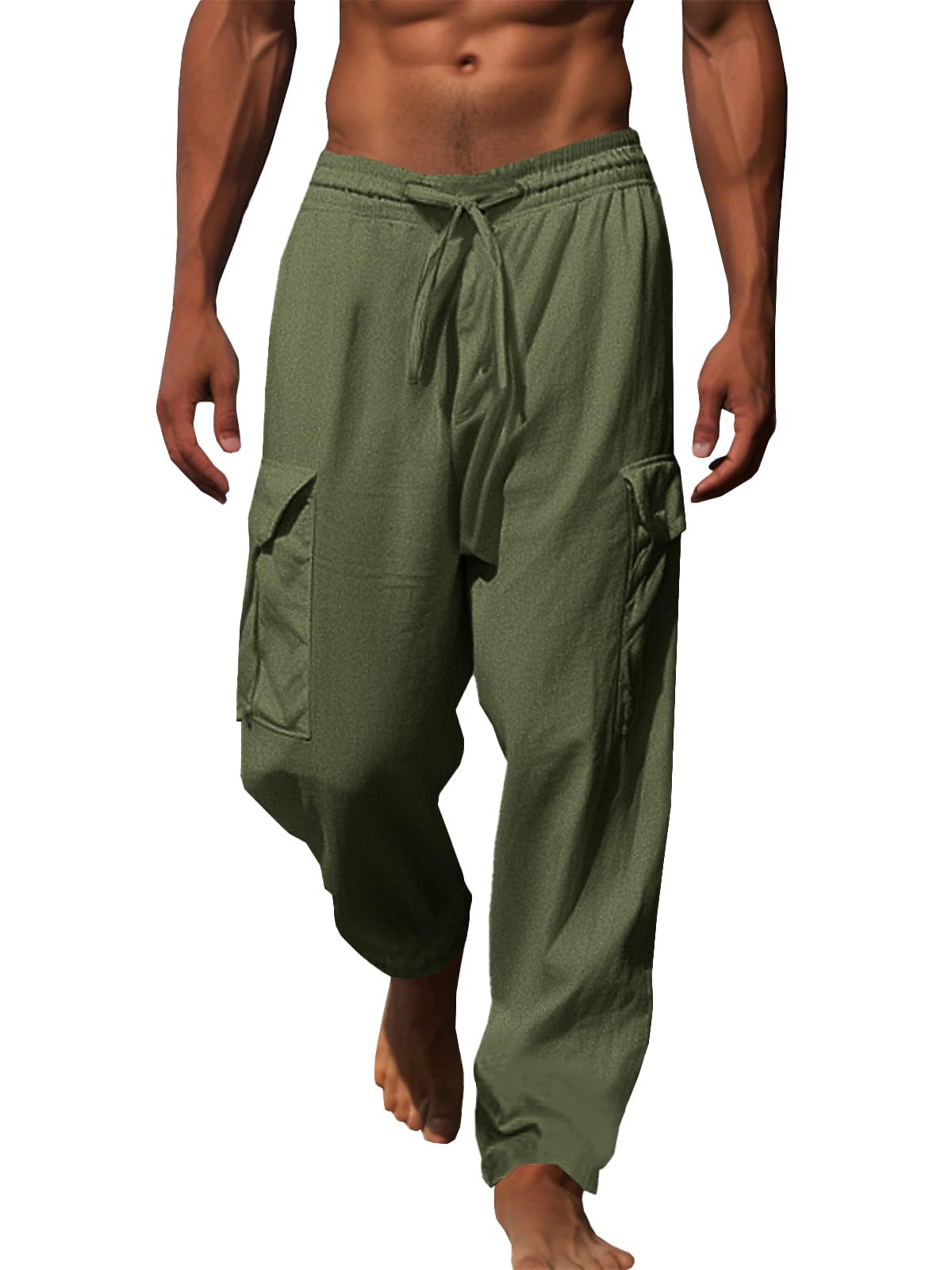 Men's Casual Multi-Pocket Drawstring Trousers