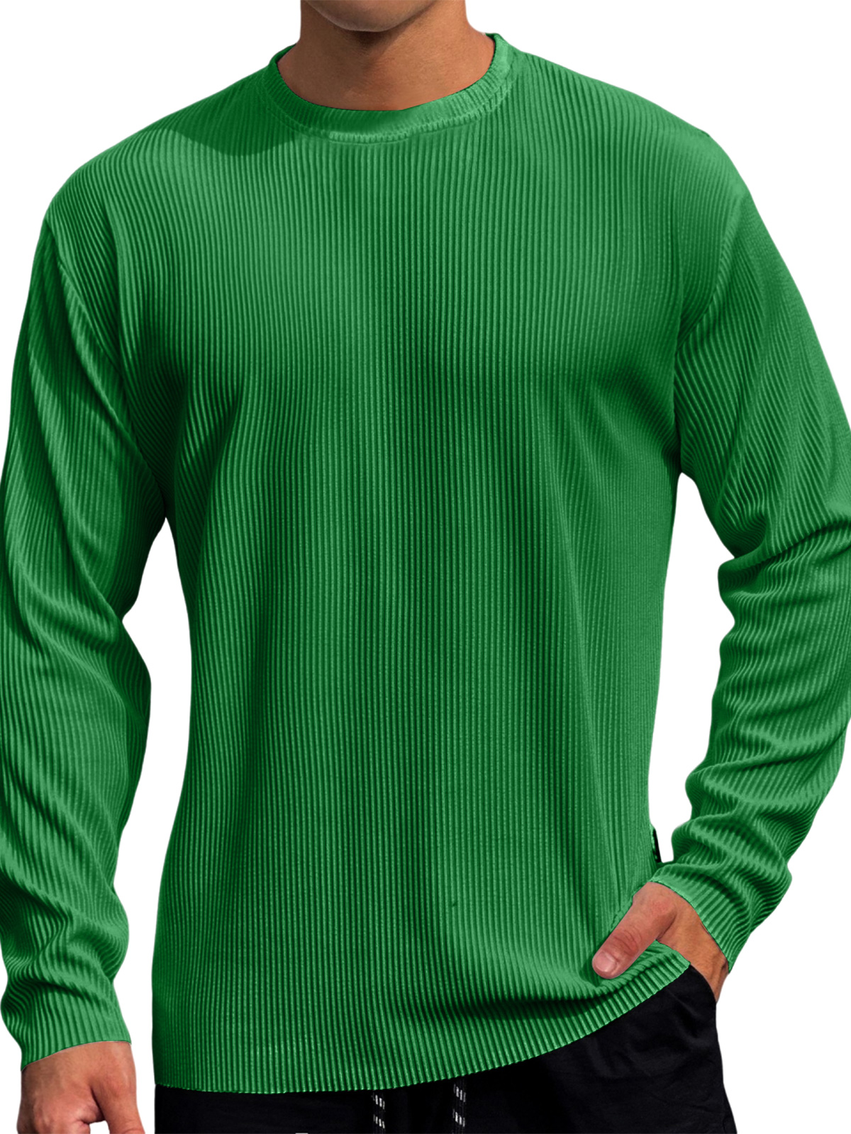 Men's Casual Round Neck Striped Loose Large Size T-Shirt