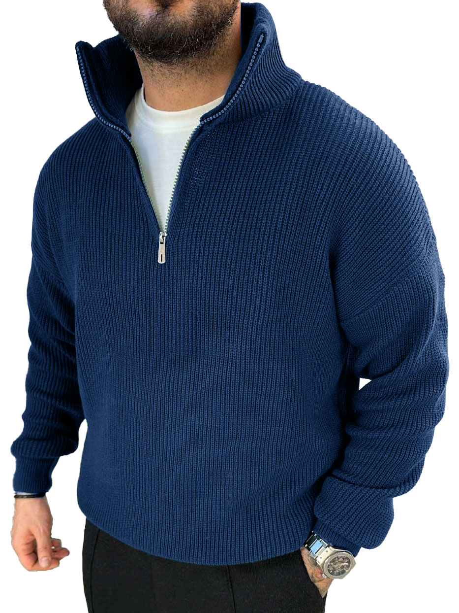 Men's Fashionable Casual Stand Collar Zipper Sweater