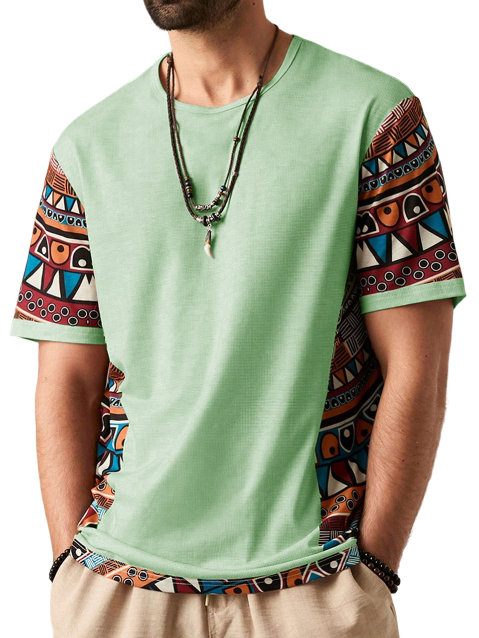 Men's Retro Ethnic Print Short Sleeve T-Shirt