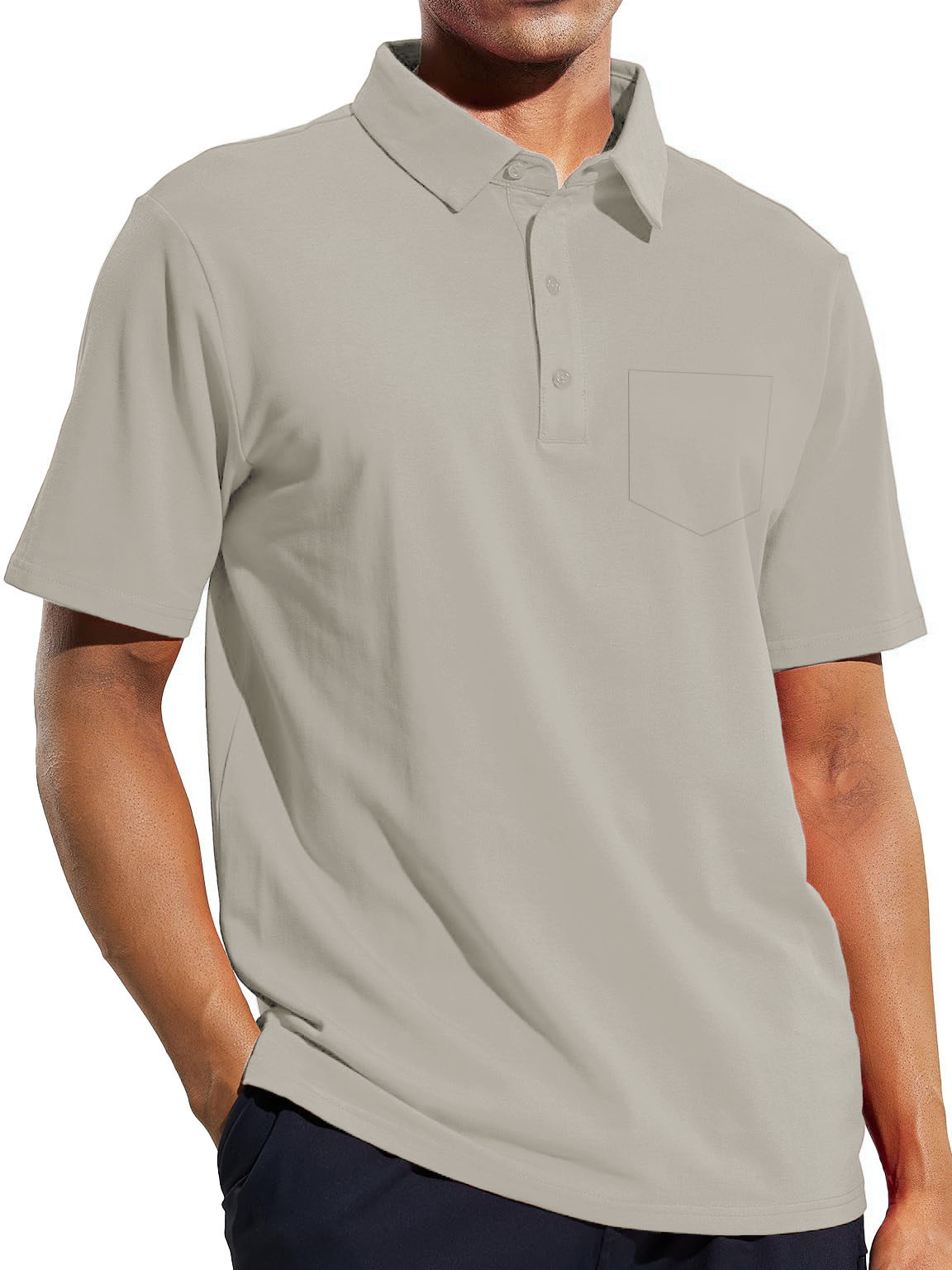 Men's Casual Business Lapel Pocket Polo Shirt