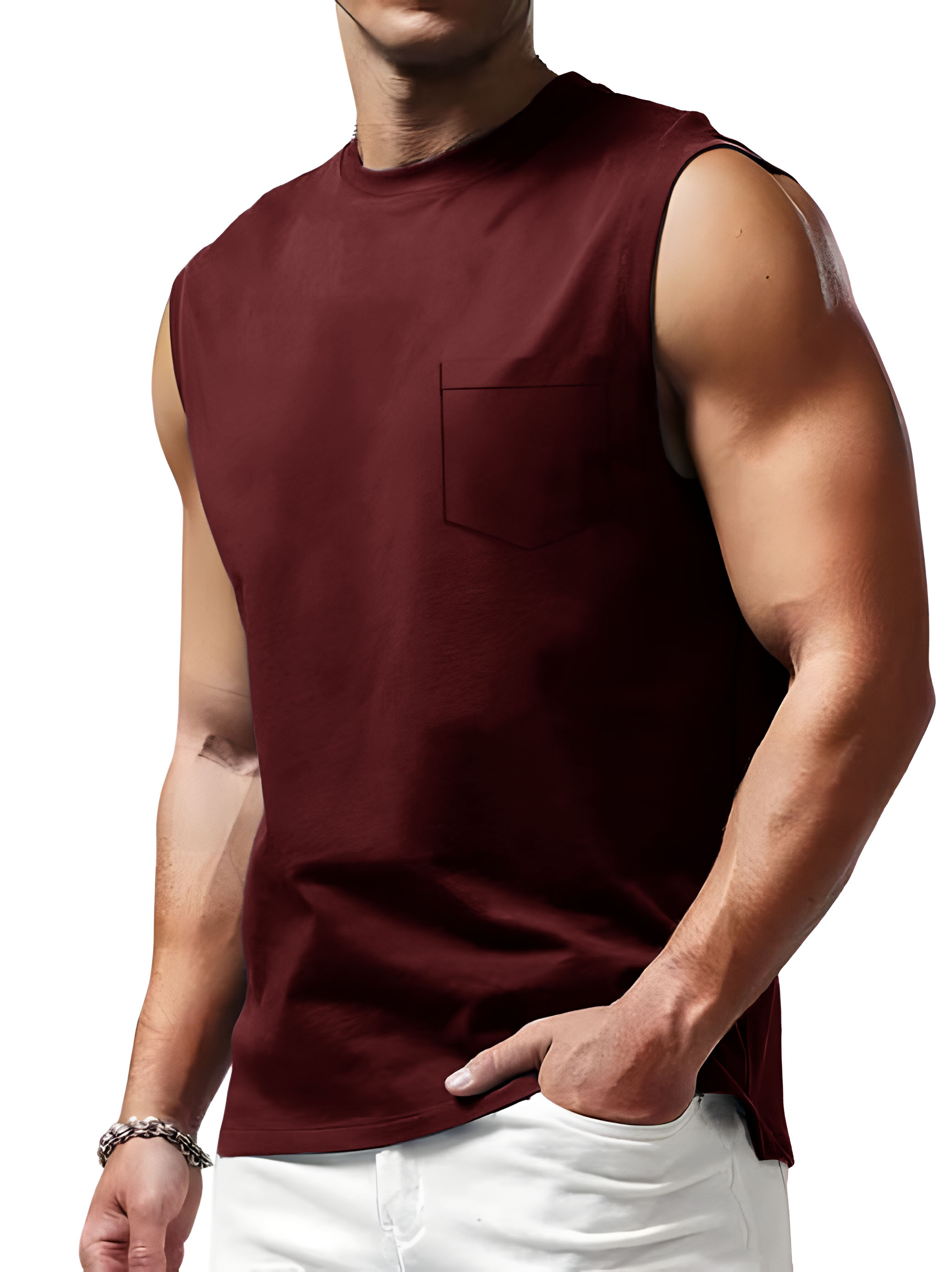 Men's Sports Comfortable Simple Pocket Sleeveless T-Shirt