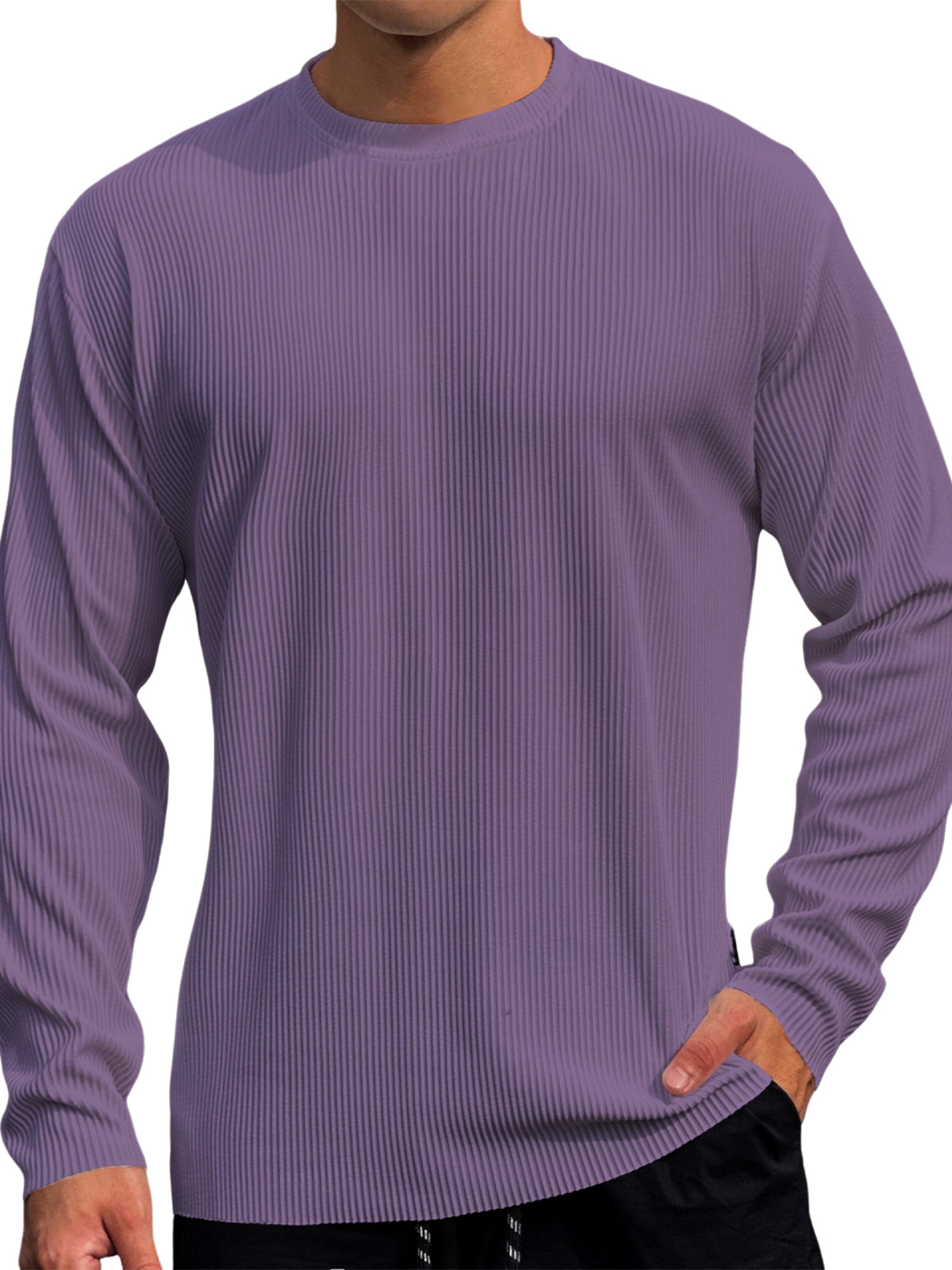 Men's Casual Round Neck Striped Loose Large Size T-Shirt