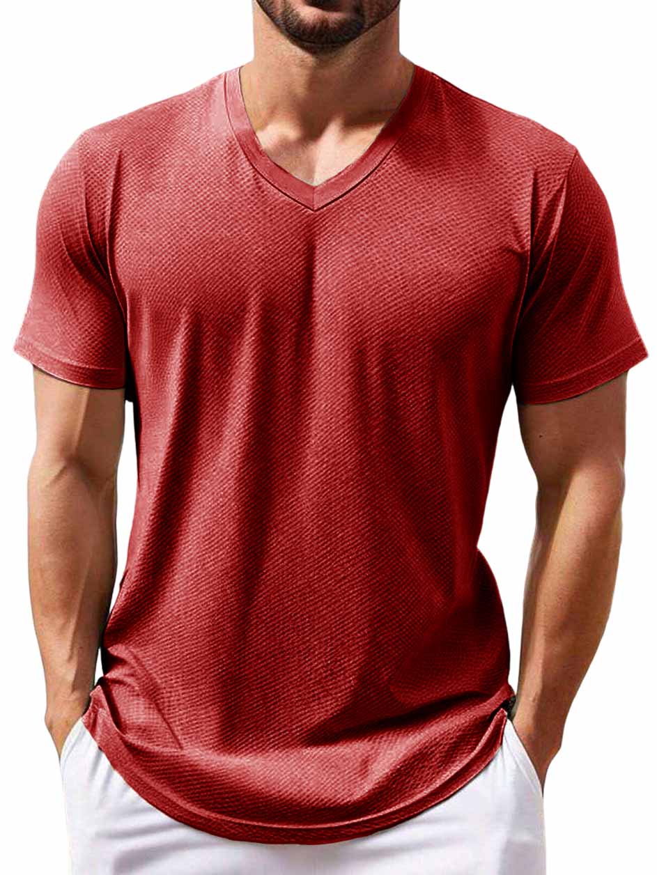Men's Casual Basic V-neck Short-Sleeved T-shirt