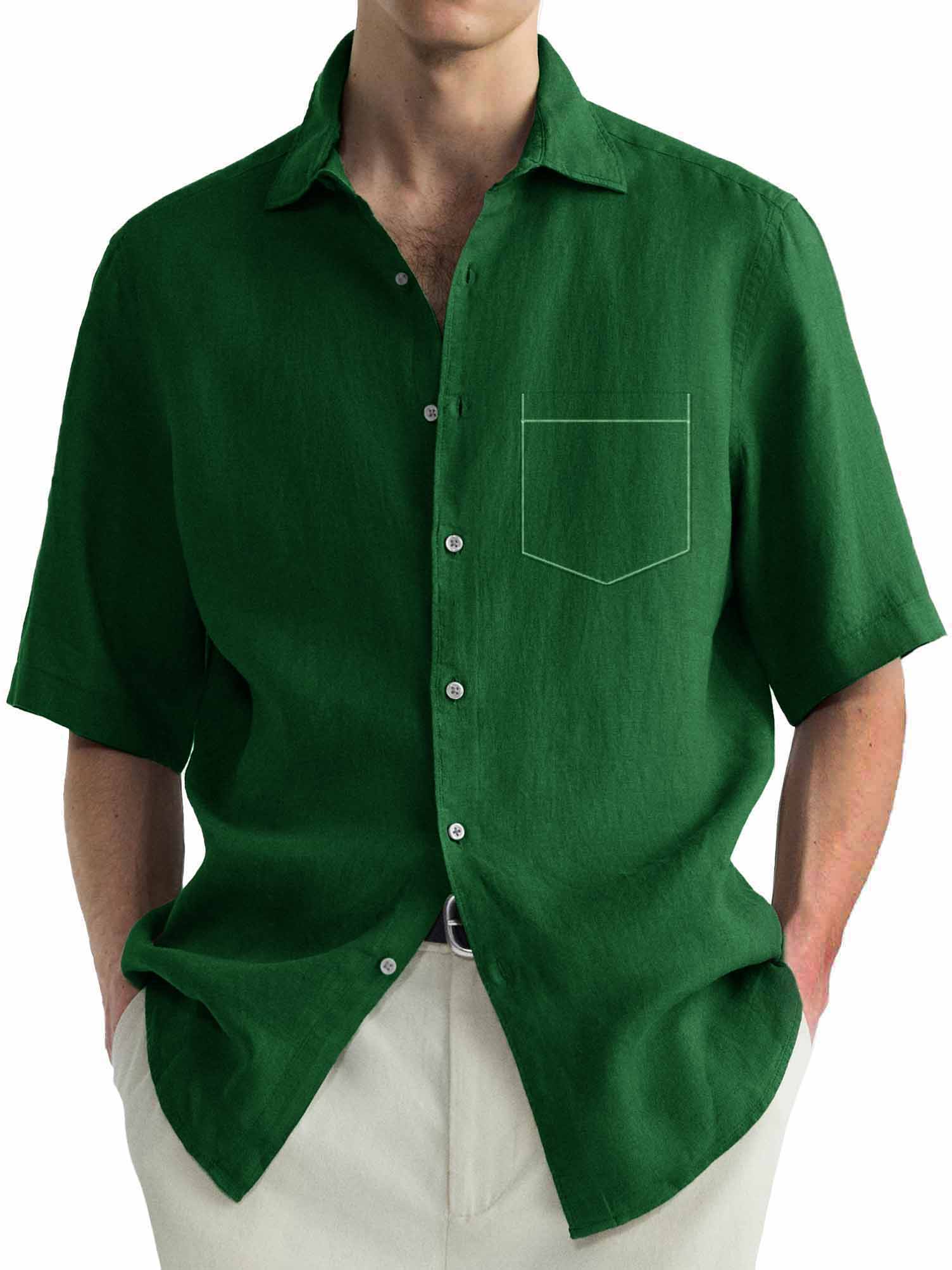 Men's Hawaiian Casual Basic Pocket Short Sleeve Shirt
