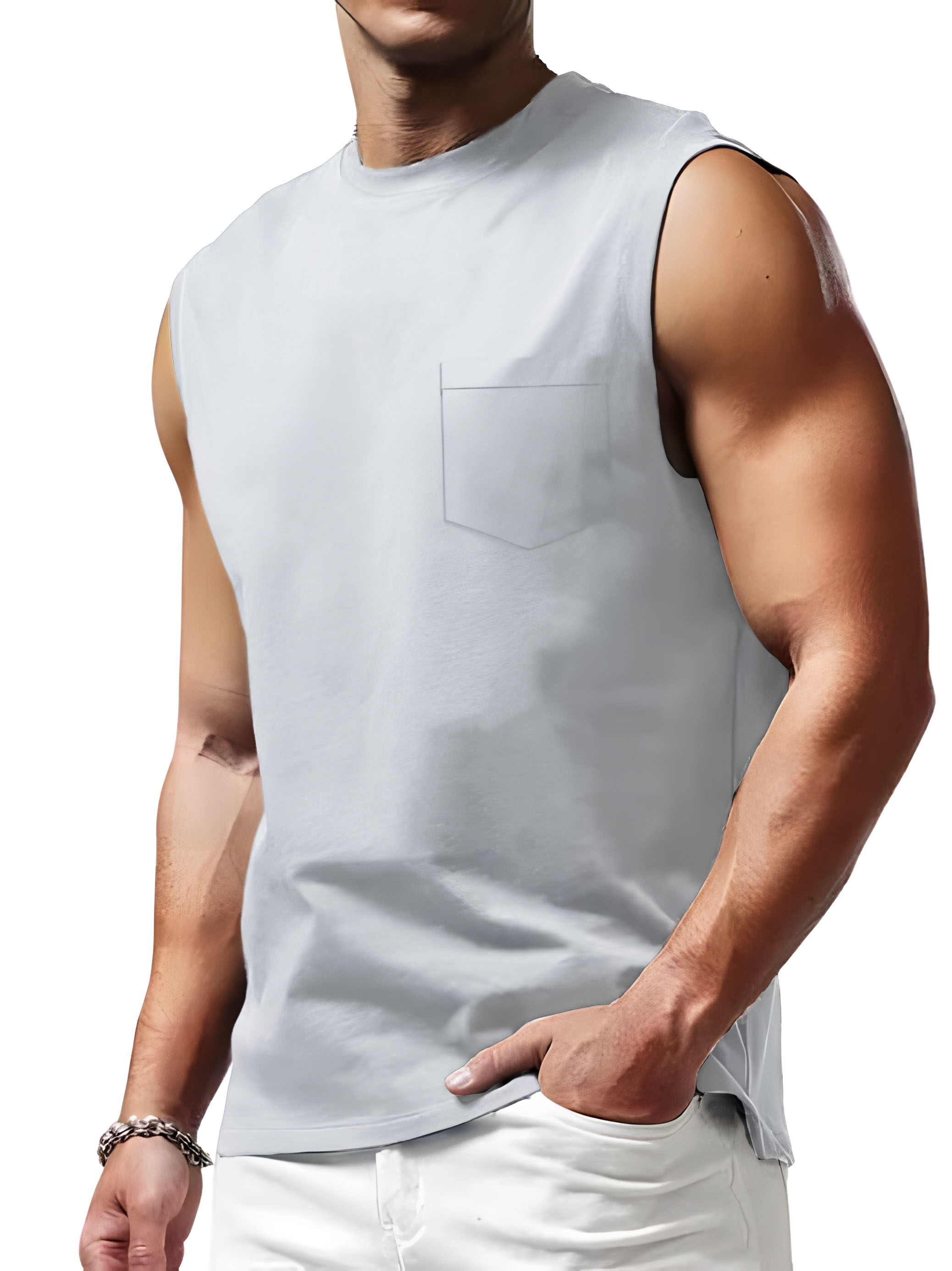 Men's Sports Comfortable Simple Pocket Sleeveless T-Shirt