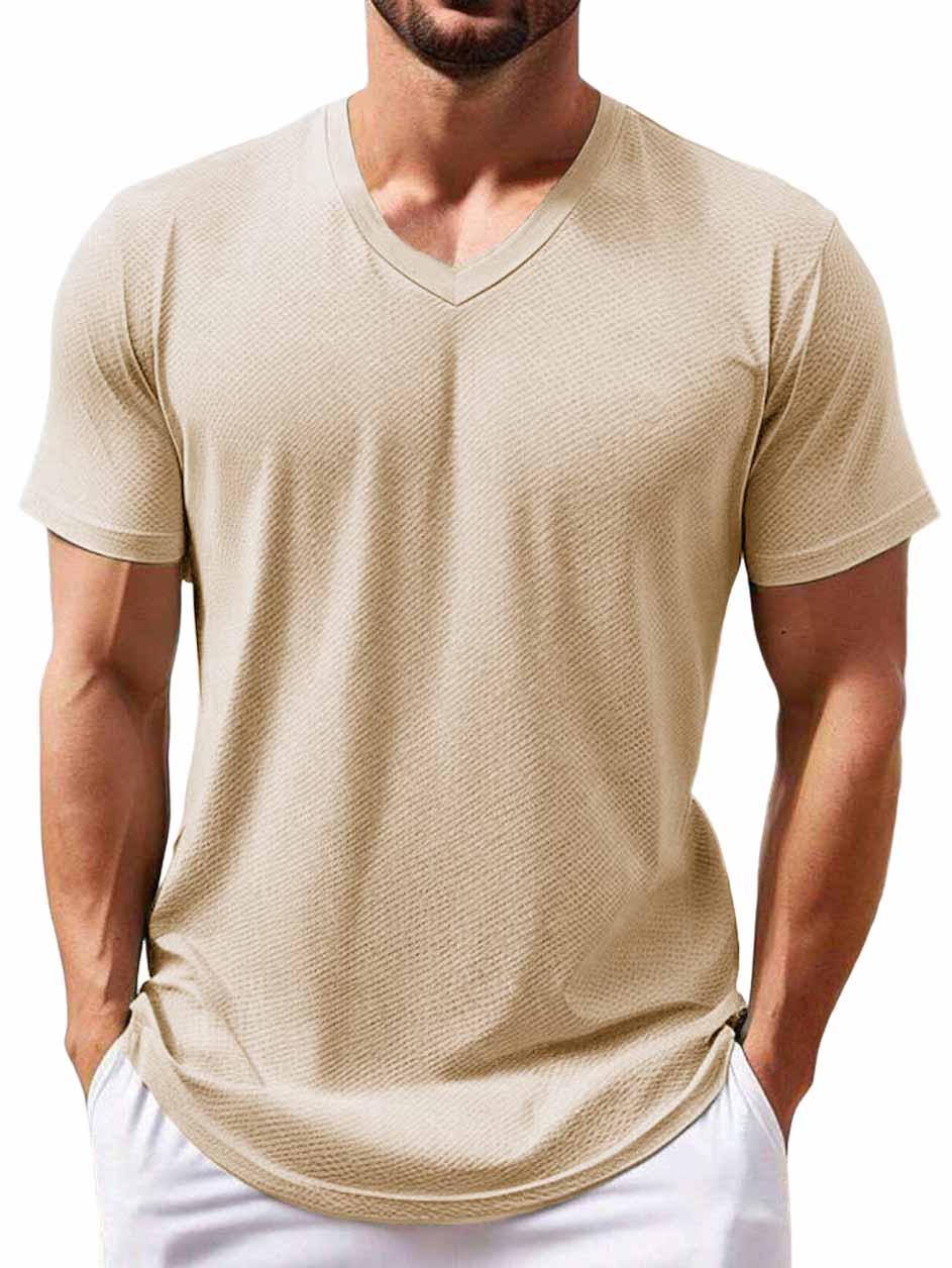 Men's Casual Basic V-neck Short-Sleeved T-shirt