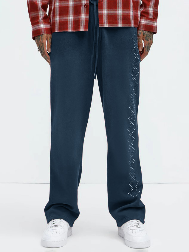 Men's Fashion Casual Dotted Square Pattern Trousers