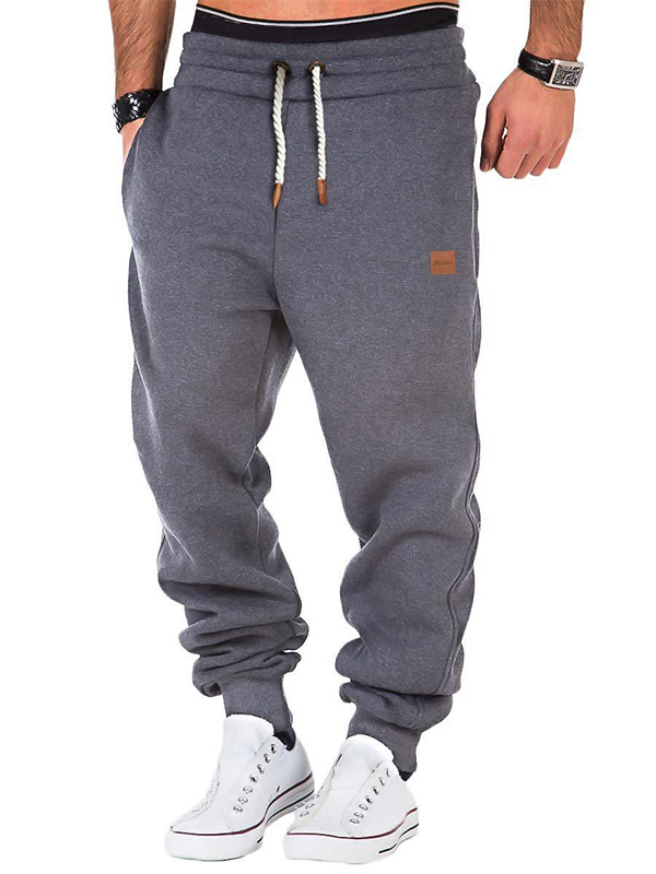 Men's Solid Color Drawstring Waist Sweatpants