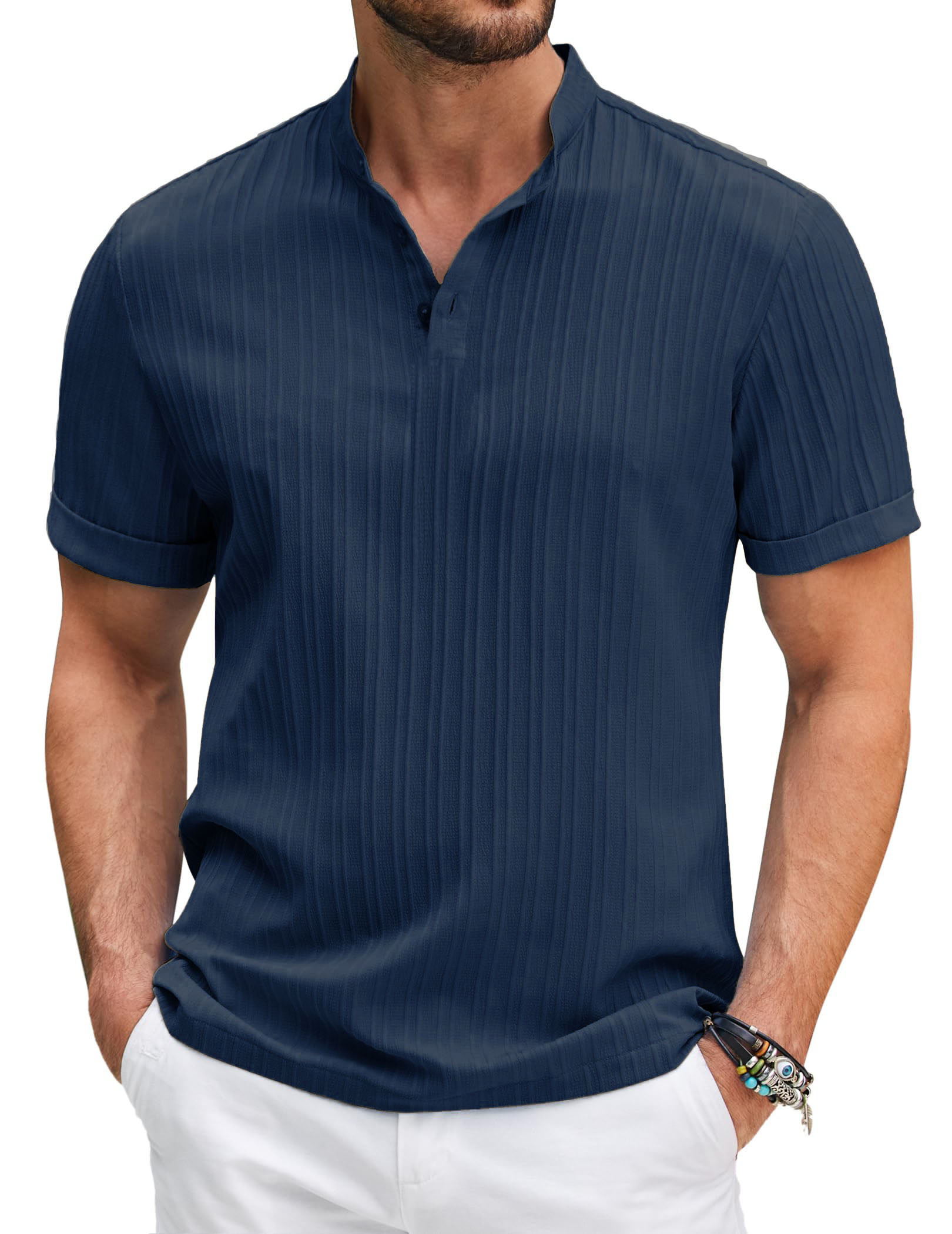Men's Casual Fashion Striped Short Sleeve Tops