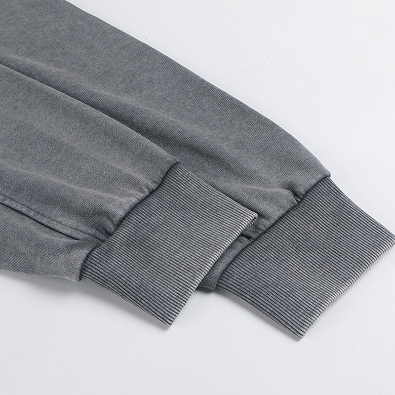 Men's Distressed Washed Cotton Round Neck Long-sleeved Sweatshirt