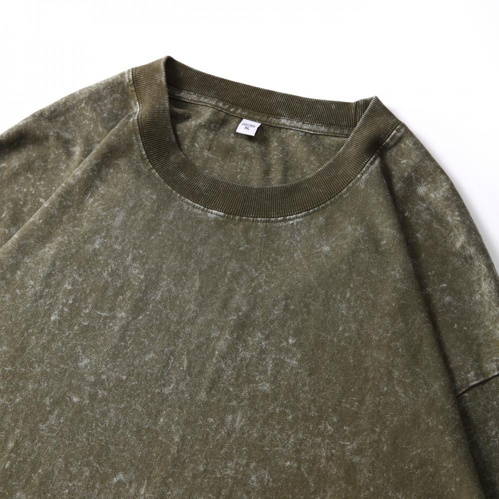 Men's 100% Cotton Washed Distressed Vintage Long-sleeved T-shirt