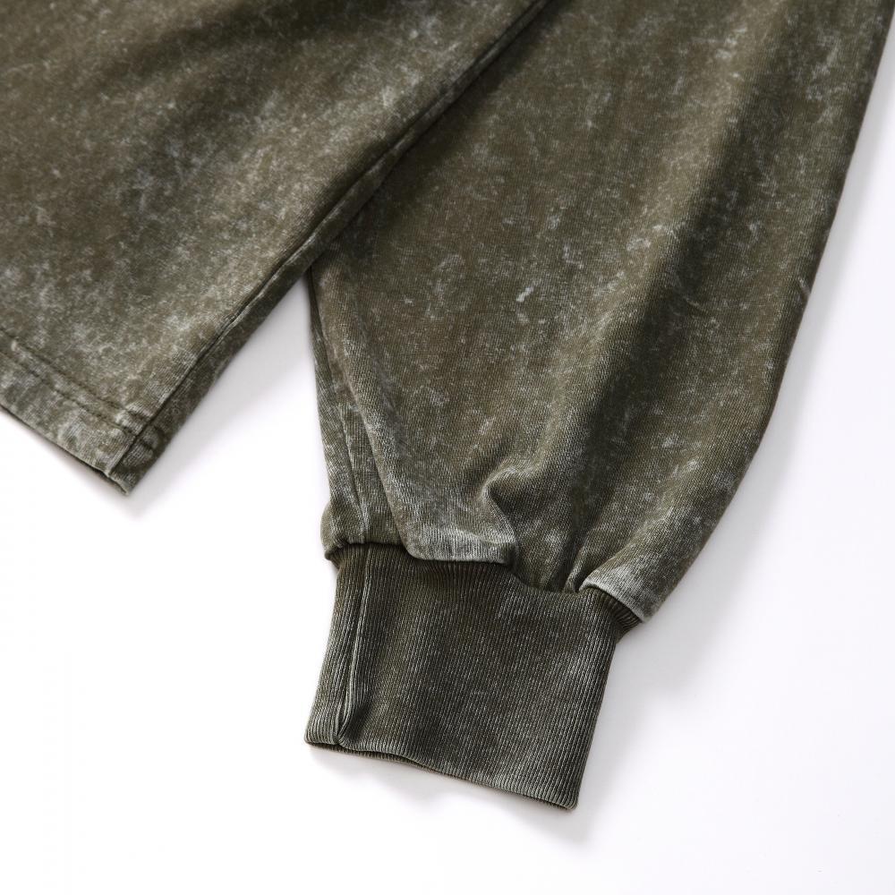 Men's 100% Cotton Washed Distressed Vintage Long-sleeved T-shirt