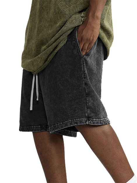 Men's Washed Distressed Cotton Batik Pocket Loose Casual Shorts