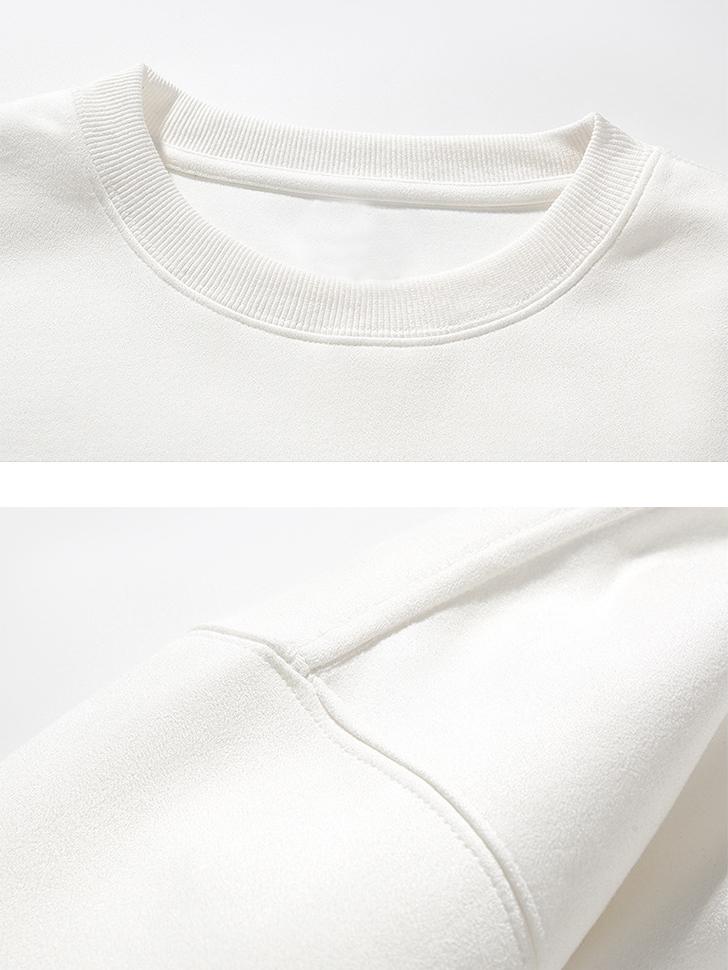 Men's Solid Color Comfort Suede Long Sleeve Crew Neck T-Shirt