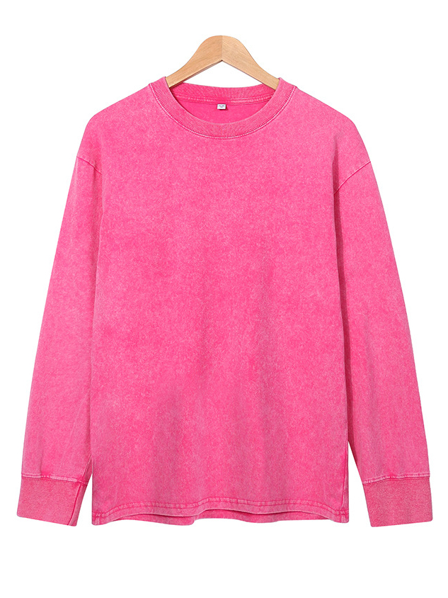 Men's 100% Cotton Washed Distressed Vintage Long-sleeved T-shirt