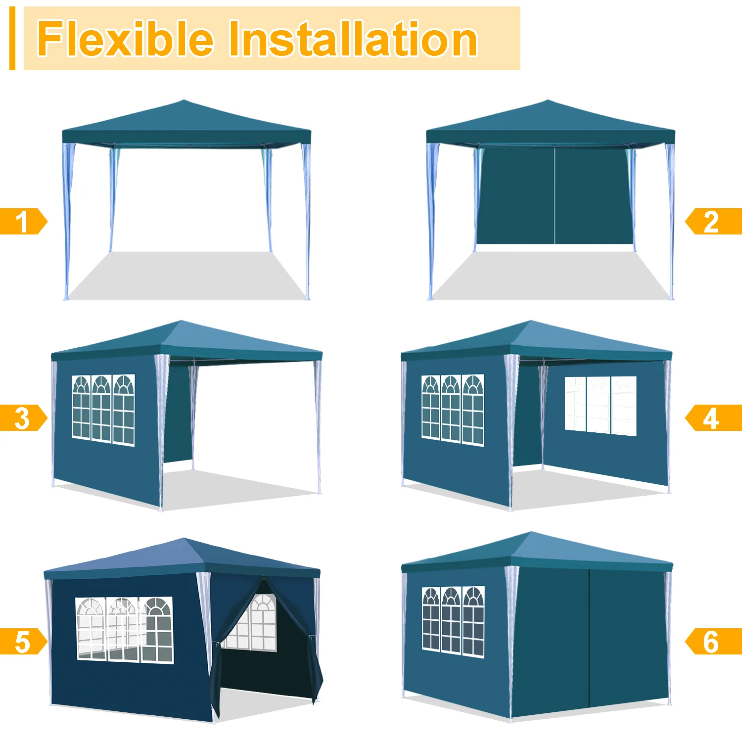 Pavillon 3x3m Partyzelt Wasserdicht mit Seitenteilen