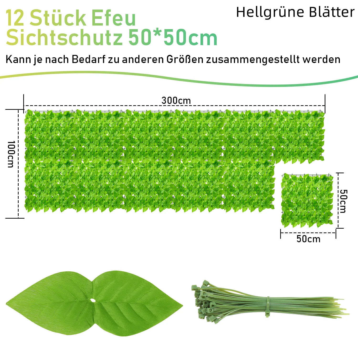 Herrselsam Künstliche Efeu Hecke Sichtschutz