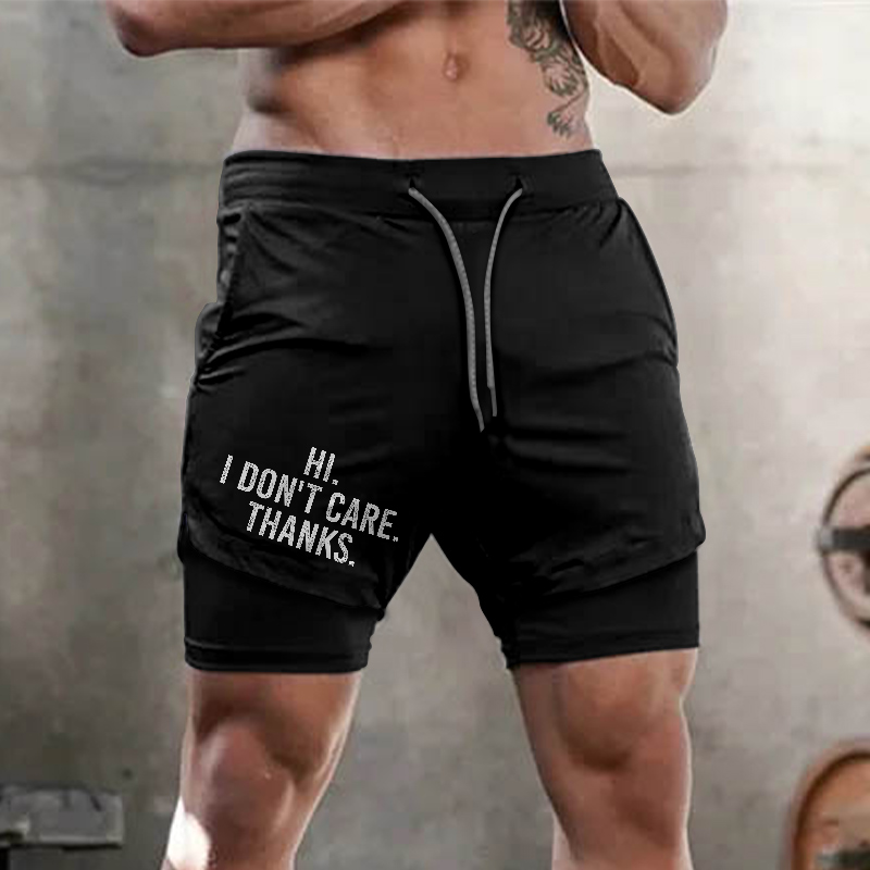 Hi I Don't Care Thanks Printed Men's Shorts