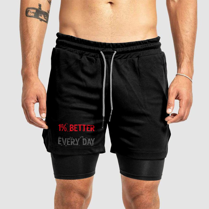1% Better Every Day Printed Shorts