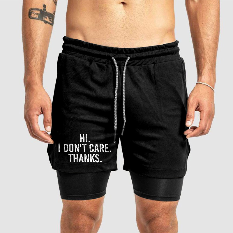 Hi I Don't Care Thanks Printed Men's Shorts