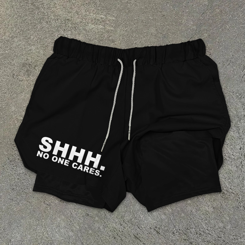 SHHH No One Cares Printed Shorts