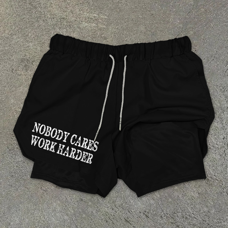 Nobody Cares Work Harder Printed Men's Shorts