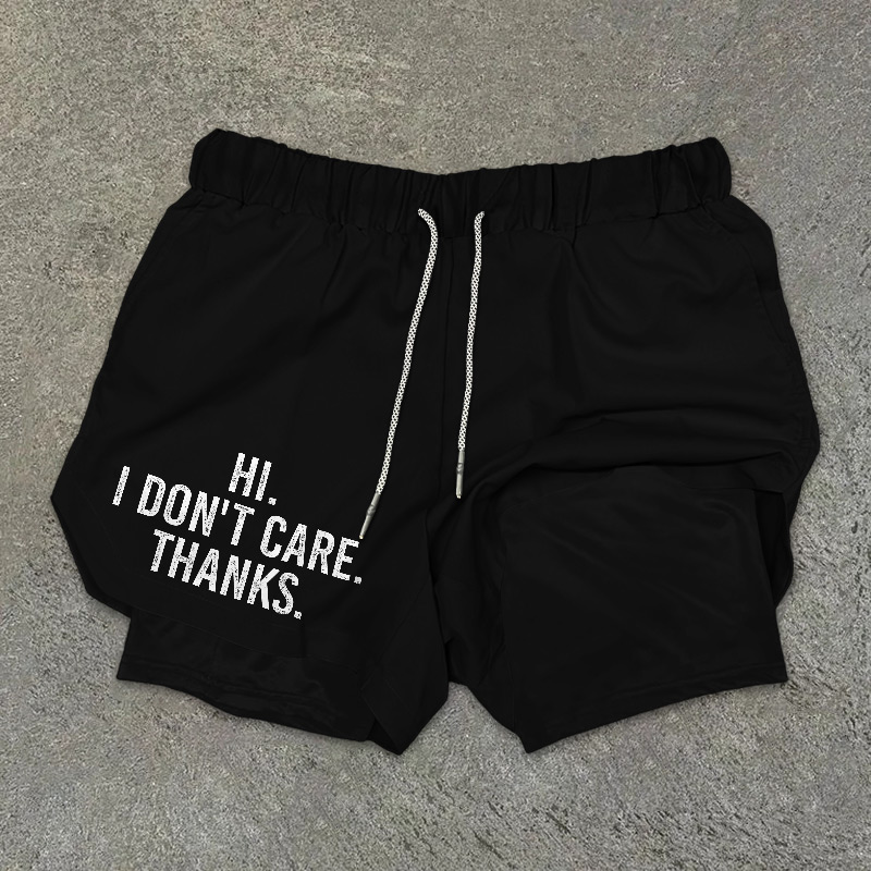 Hi I Don't Care Thanks Printed Men's Shorts