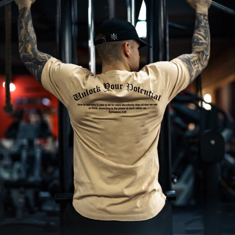100% Cotton Unlock Your Potential Ephesians 3:20 Print T-shirt