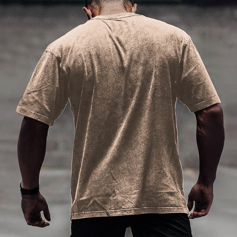 100% Cotton X-fit Hub Printed Washed Gym T-shirt