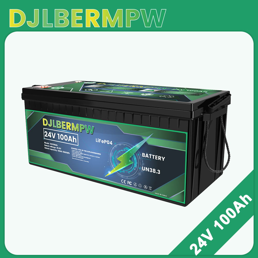DJLBERMPW 24V 100Ah LiFePO4 Battery 24V Lithium Battery,Built-in 100A