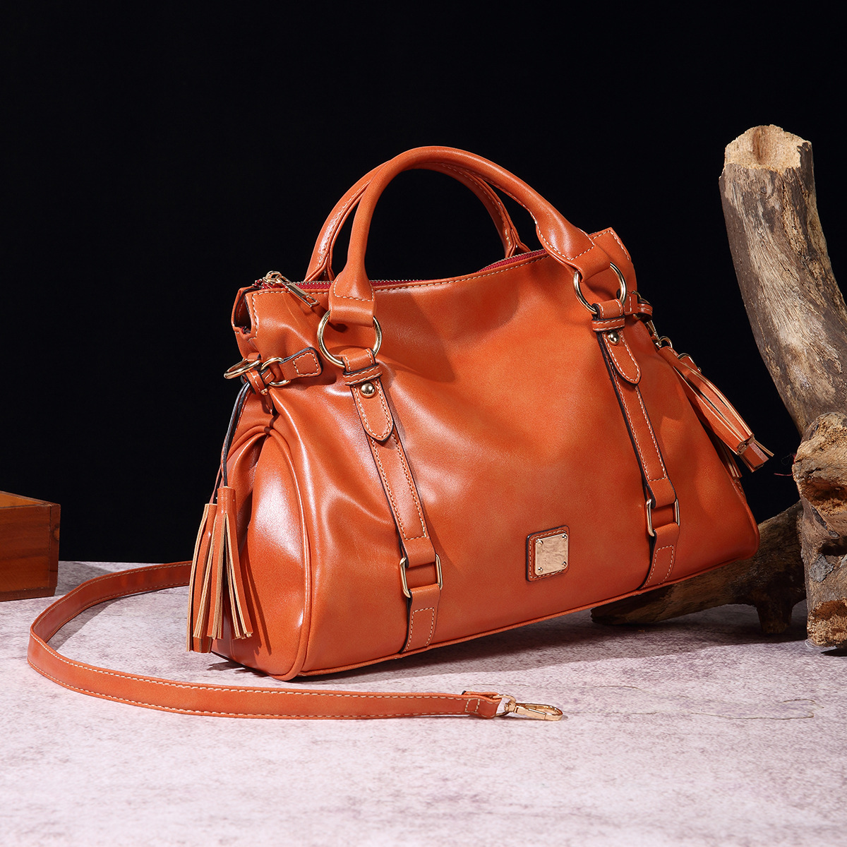 Satchel Handbag with Tassels