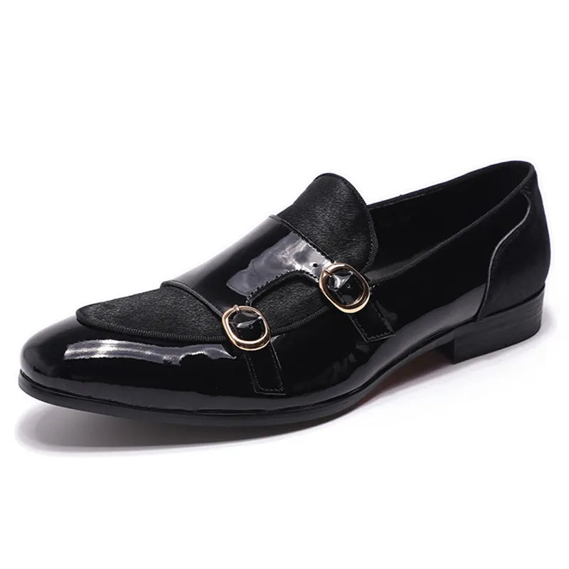 Mens Wedding Loafers Gentlemen Party Dress Shoes Patent Leather with H