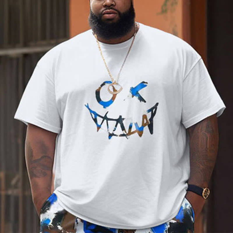 Street Funny Expressions Graffiti Printed Men's Plus Size T-shirt