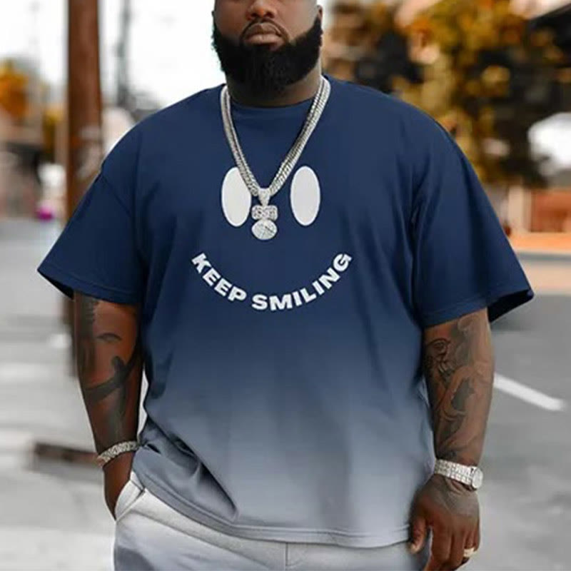 Men's Plus Size Keep Smiling Gradient Print Fashion T-shirt