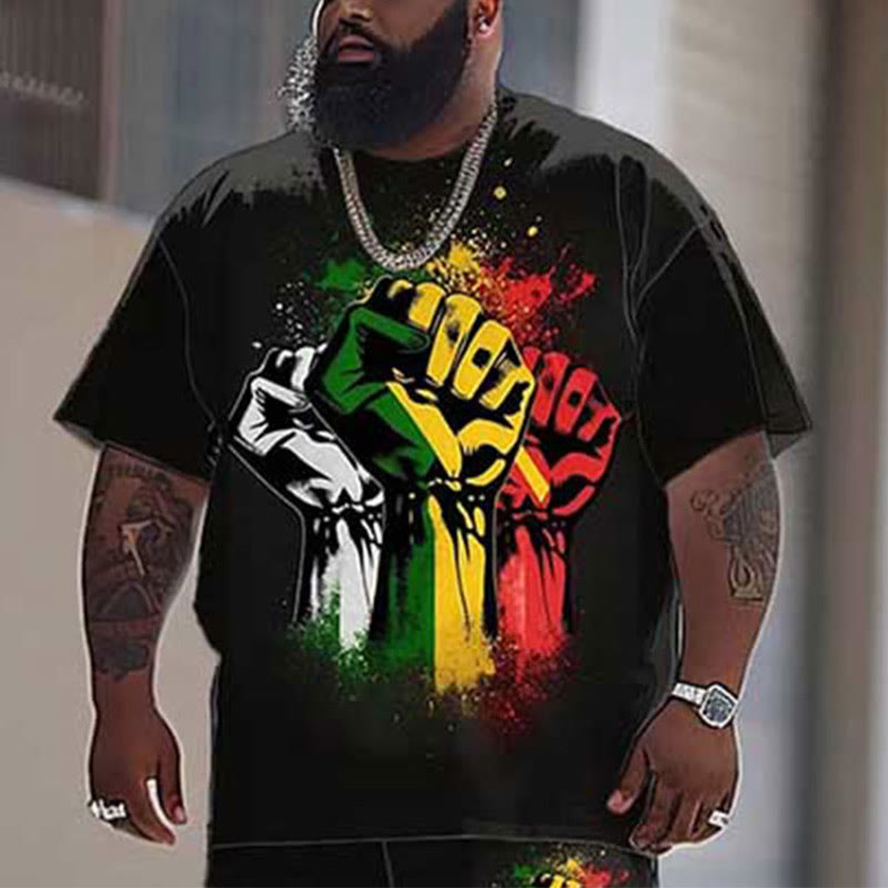 Men's Plus Size Juneteenth Black History Printed T-shirt