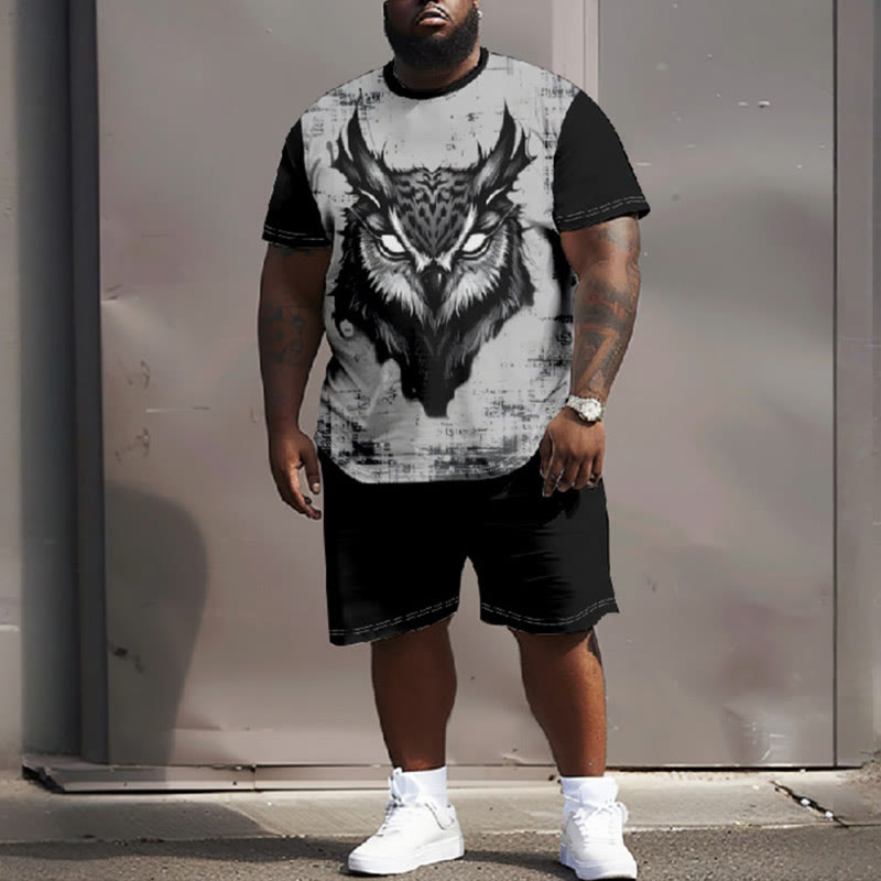 Men's Plus Size Nighthawk Viking Casual Short Sleeve T-shirt Two-piece Set