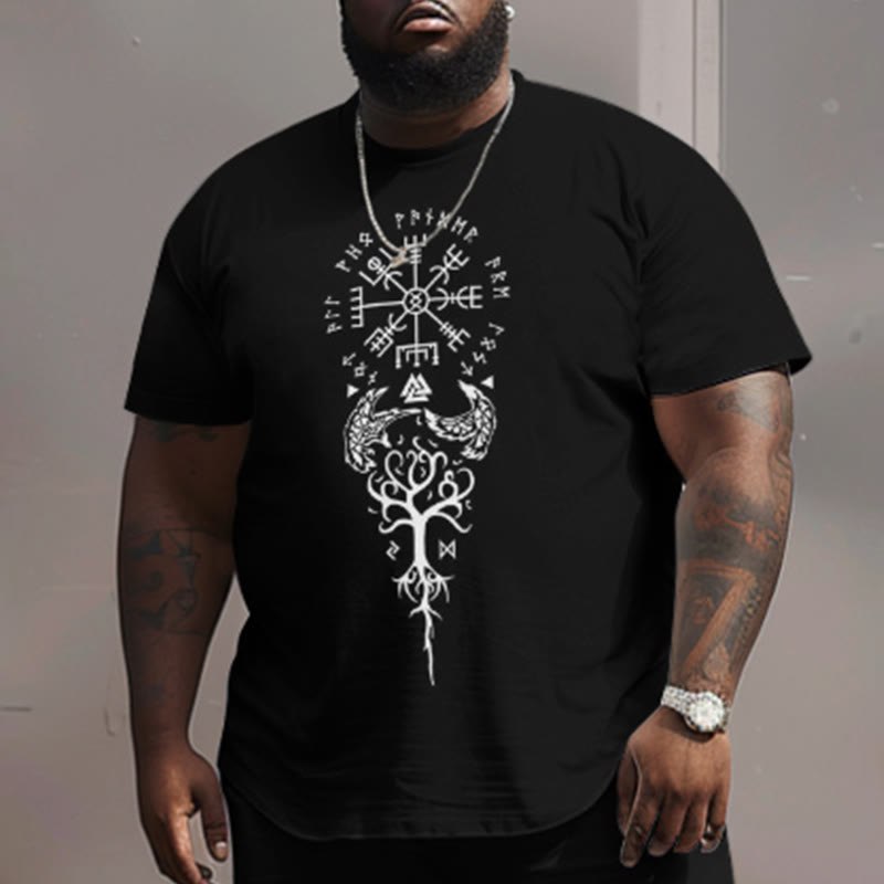 Men's Plus Size Viking Soaring Eagle Totem Short Sleeve Crew Neck T-shirt