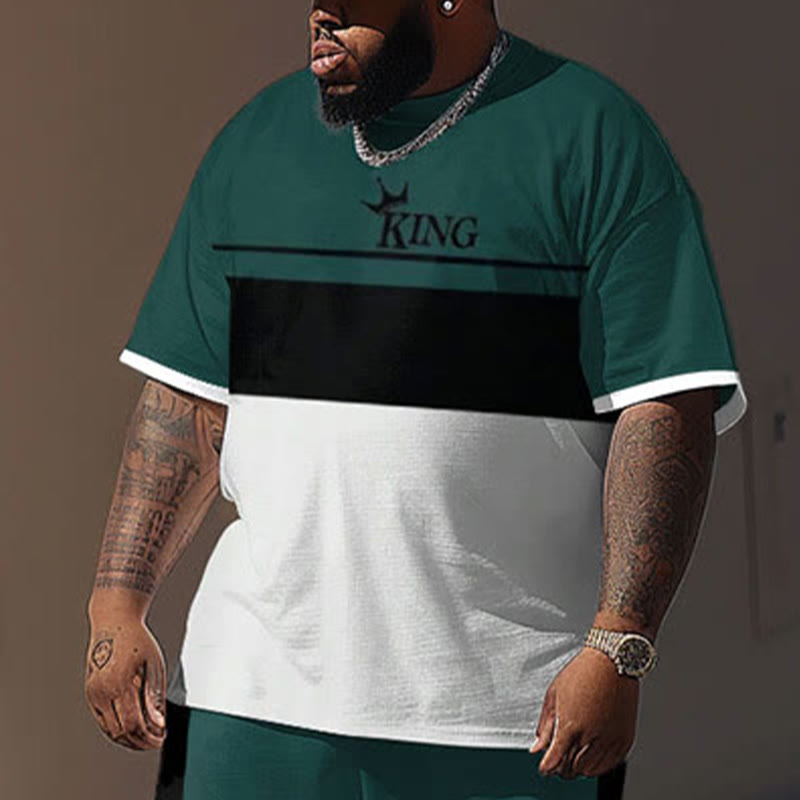 Men's Plus Size Crown Pattern King Contrasting Color Printed T-shirt 