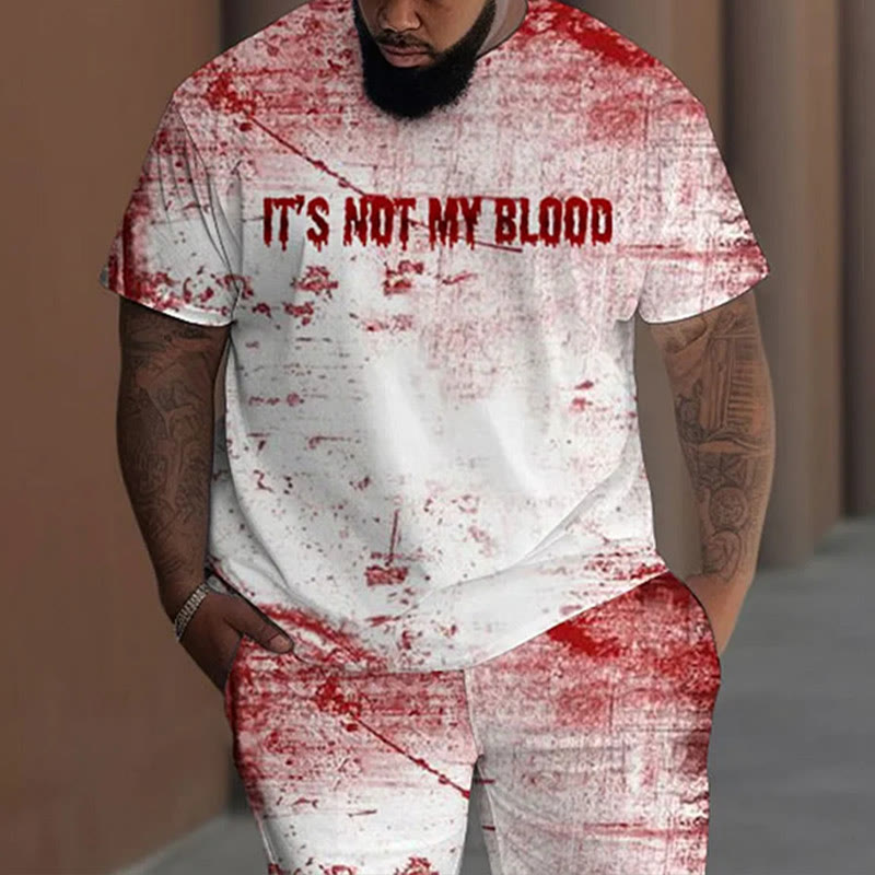 Men's Plus Size It's Not My Blood Print Short Sleeve T-shirt