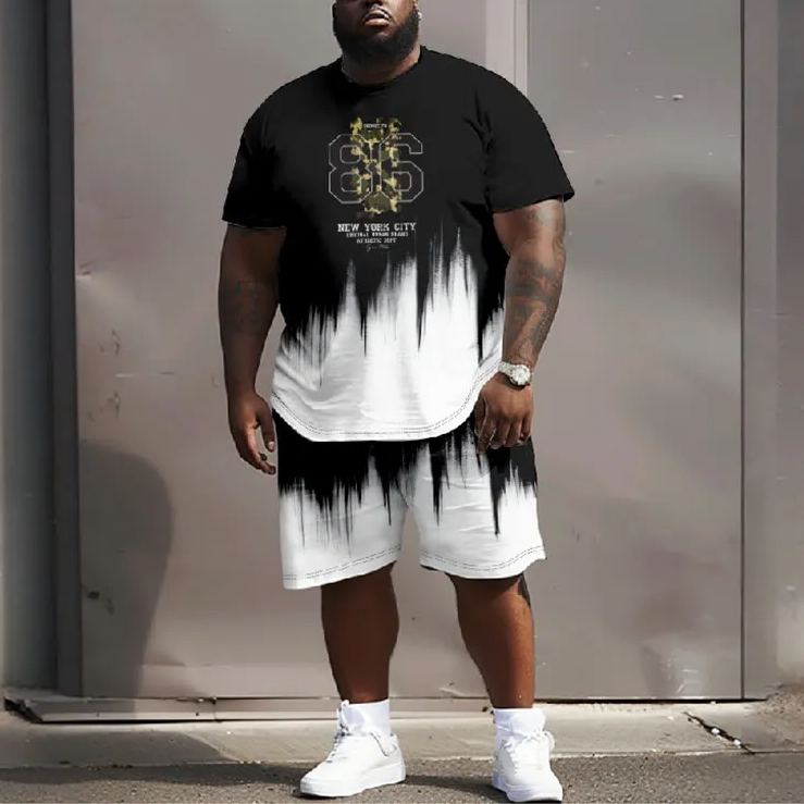 Men's Plus Size Fashion Brooklyn 86 New York City Casual Short Sleeve Crew Neck T-shirt Two-piece Set