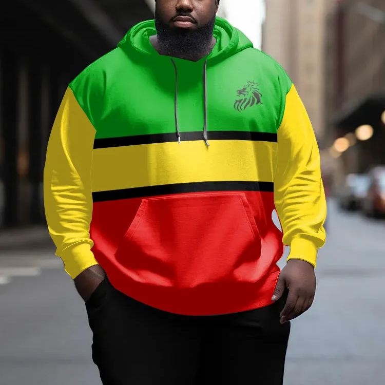 Men's Plus Size Reggae Style Logo Hoodie