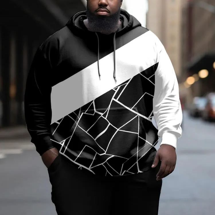 Men's Plus Size Irregular Graphic Stylish Hoodie