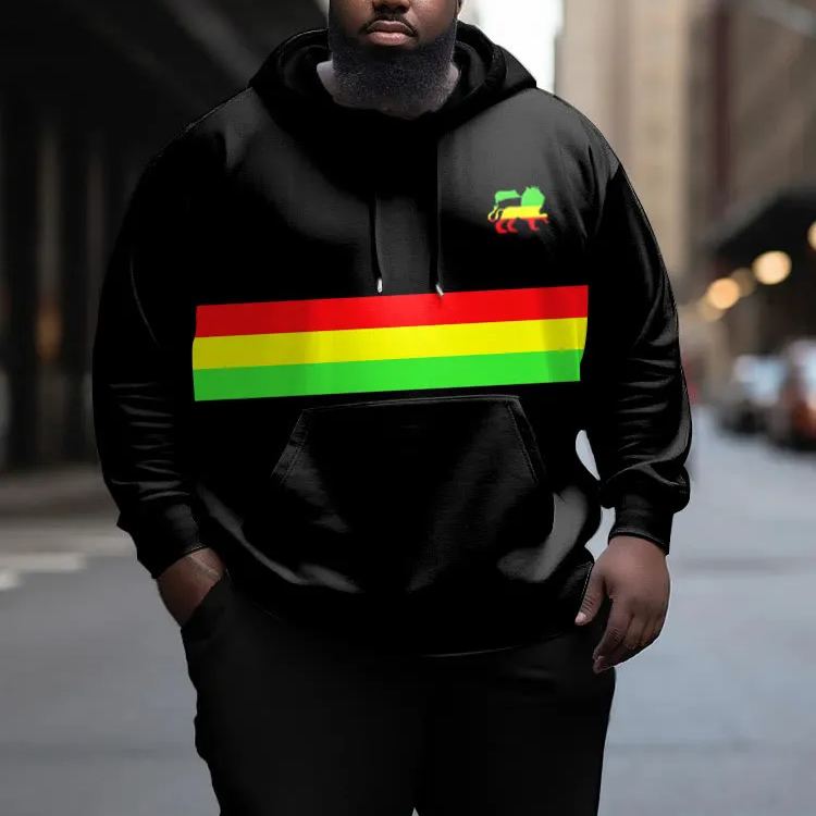 Men's Plus Size Reggae Style Lion Art Hoodie