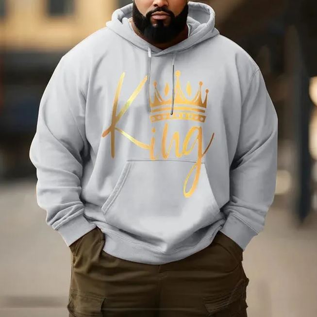 Men's Plus Size Fashion King Crown Solid Color Hoodie