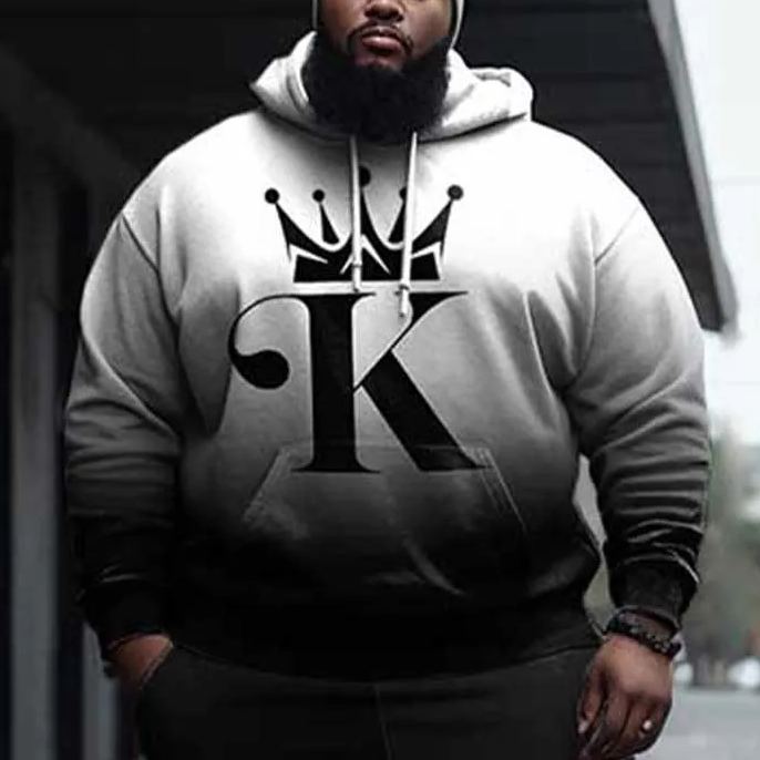 Men's Large Size K Gradient Casual Hoodie