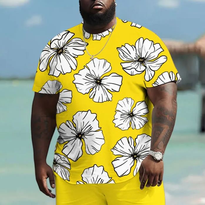 Men's Plus Size Summer Simple Floral T-shirt