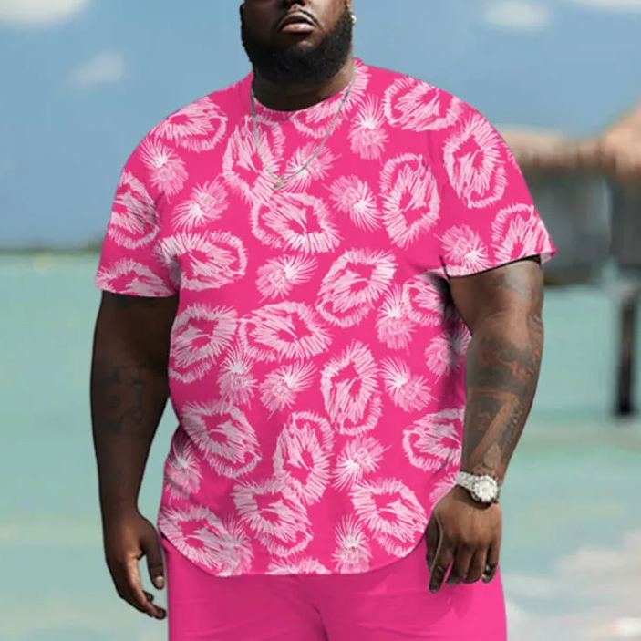 Men's Plus Size Abstract Snowflake Art Print T-shirt
