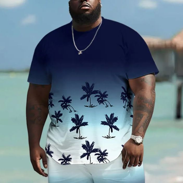 Men's Plus Size Ombre Coconut Tree T-shirt